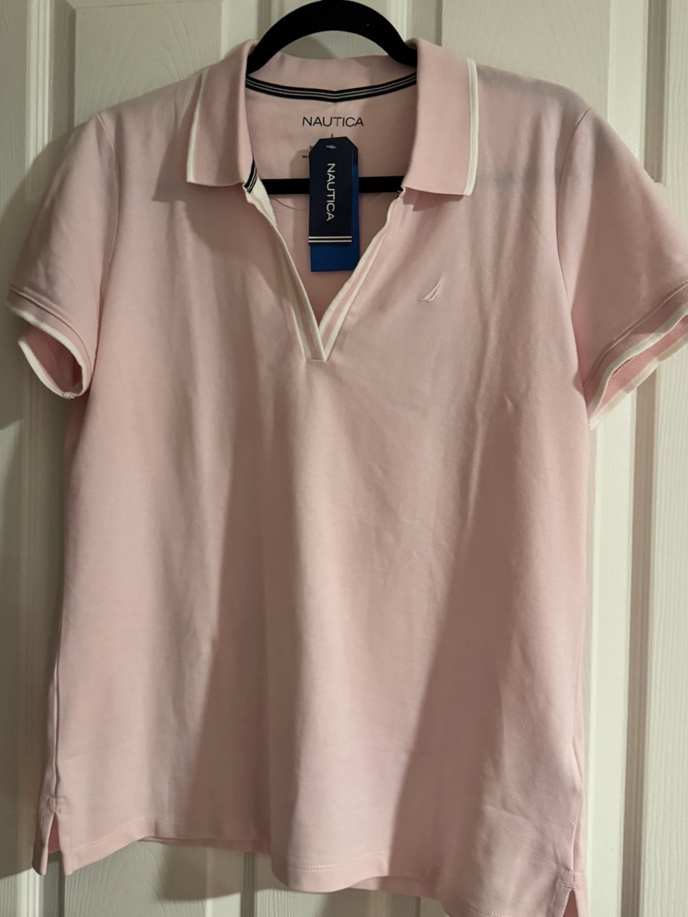 Nautica Light Pink Short Sleeve Polo with White Trim